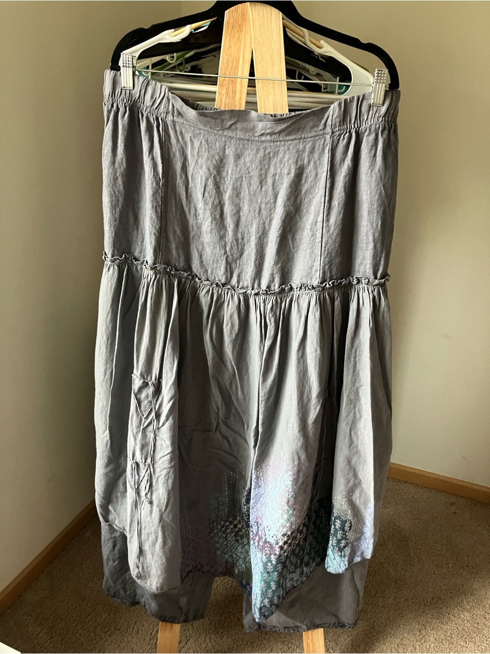 Blue Fish Boho Barclay Fusion Pant Skirt with Multicolor Hand Painted Design - Picture 4 of 13